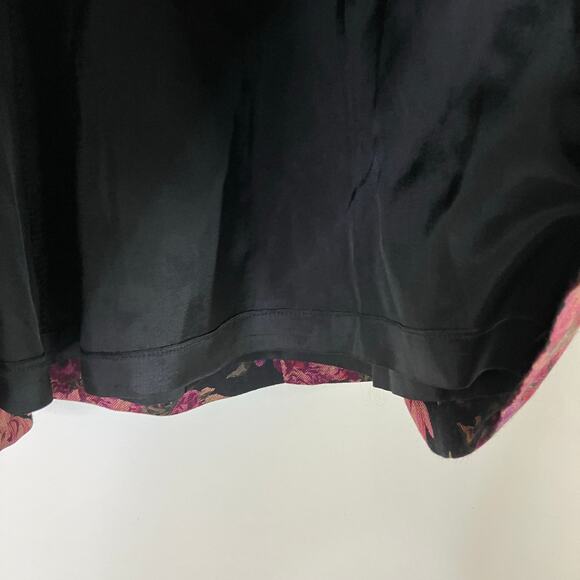 J.Putman | Vintage Black Pink Floral Wool Midi Skirt Made in USA Womens 8 - Picture 9 of 11